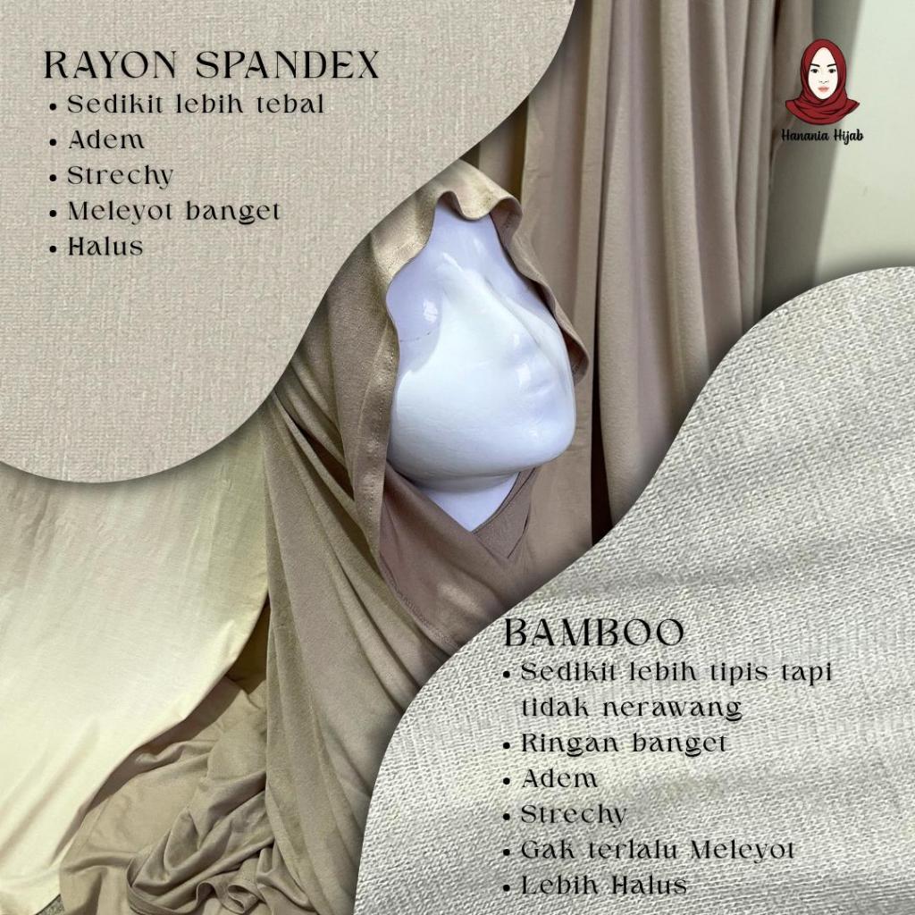 Hanania Hijab Zhia EXTRA LARGE Pashmina Oval Inner Leher Jumbo Syar'i Kaos Rayon Cooltech | Pashmina