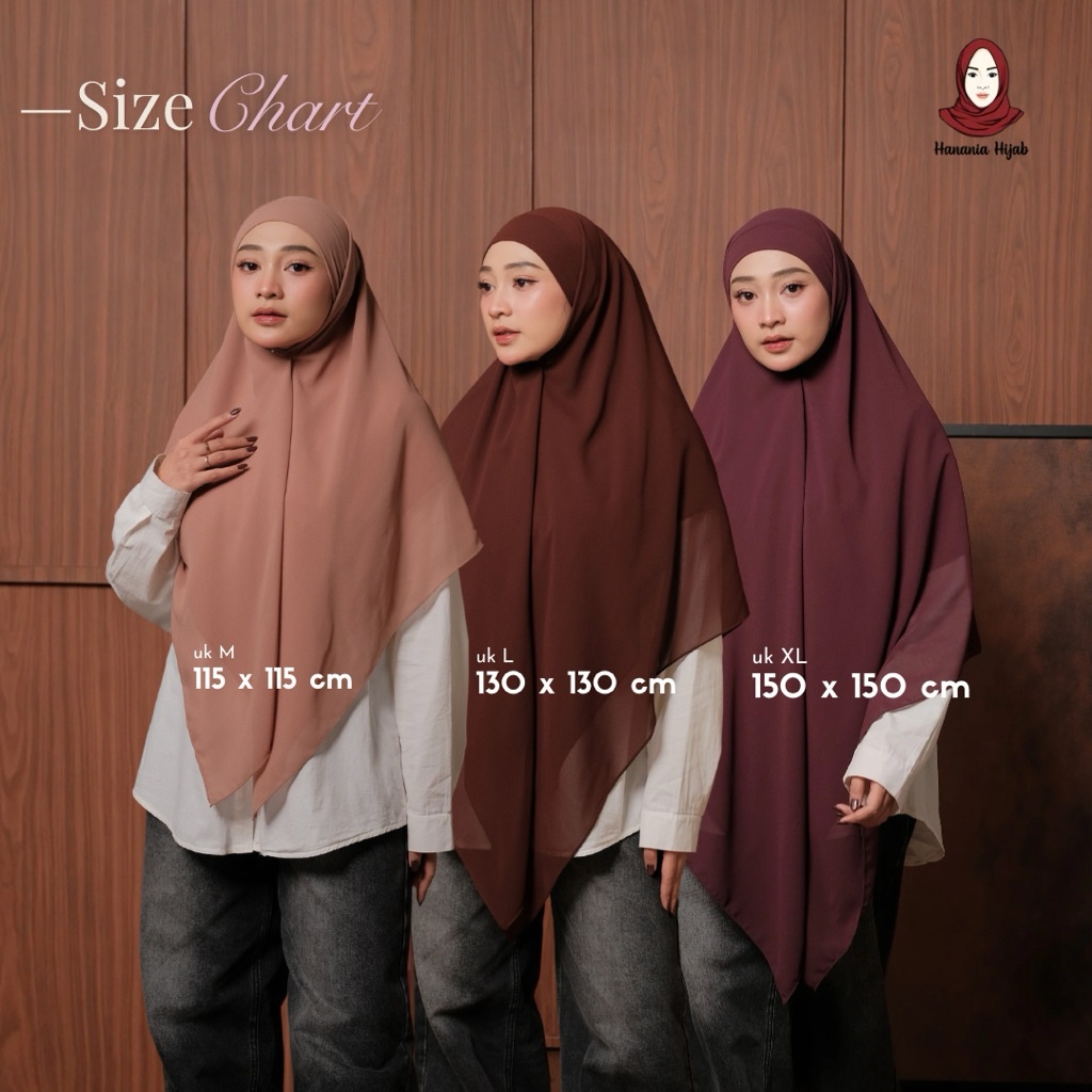 Hanania Hijab - Aura Khiban French Square Syar'i Jumbo XL Segiempat Tali | Khimar Bandana Ceruty Babydoll Utimate