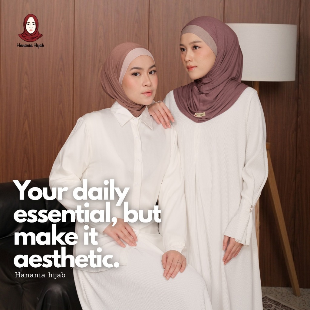 Hanania HIjab - Savira Bergo Instan Bandana Two Tone Size S Rayon Bamboo | Bergo Bandana Kombinasi