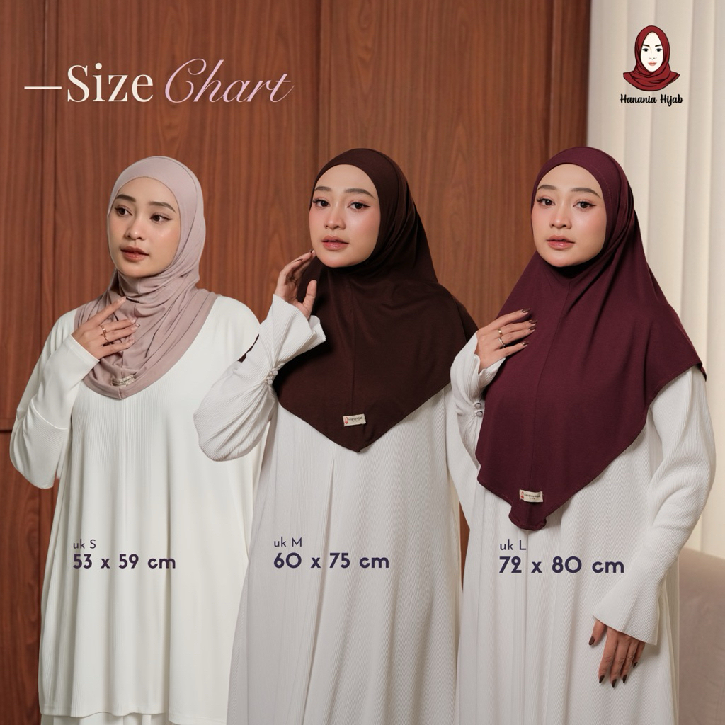 Hanania Hijab - Bergo Instan Padel Size S Karet Dagu Softpad Rayon Cooltech