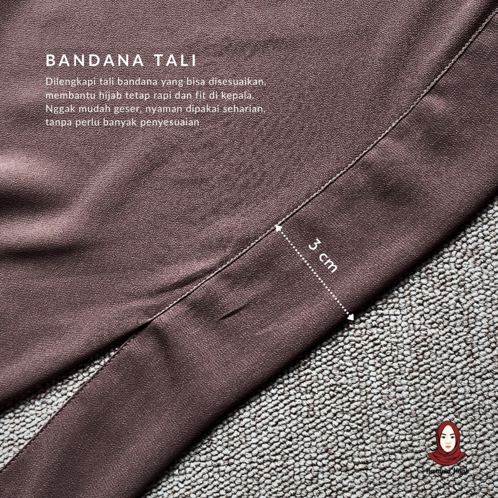 Hanania Hijab - Aura Khiban French Square Segiempat Tali Size M | Khimar Bandana Ceruty Babydoll